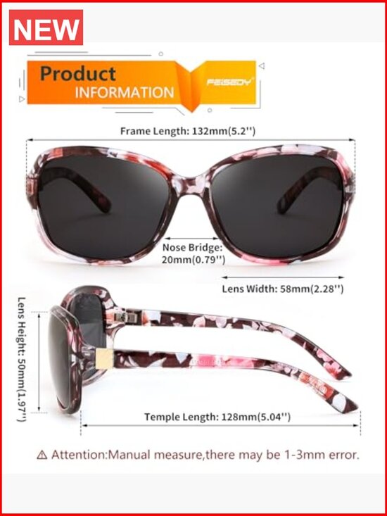 Polarized Square Wraparound Sunglasses UV400 Retro Vintage
